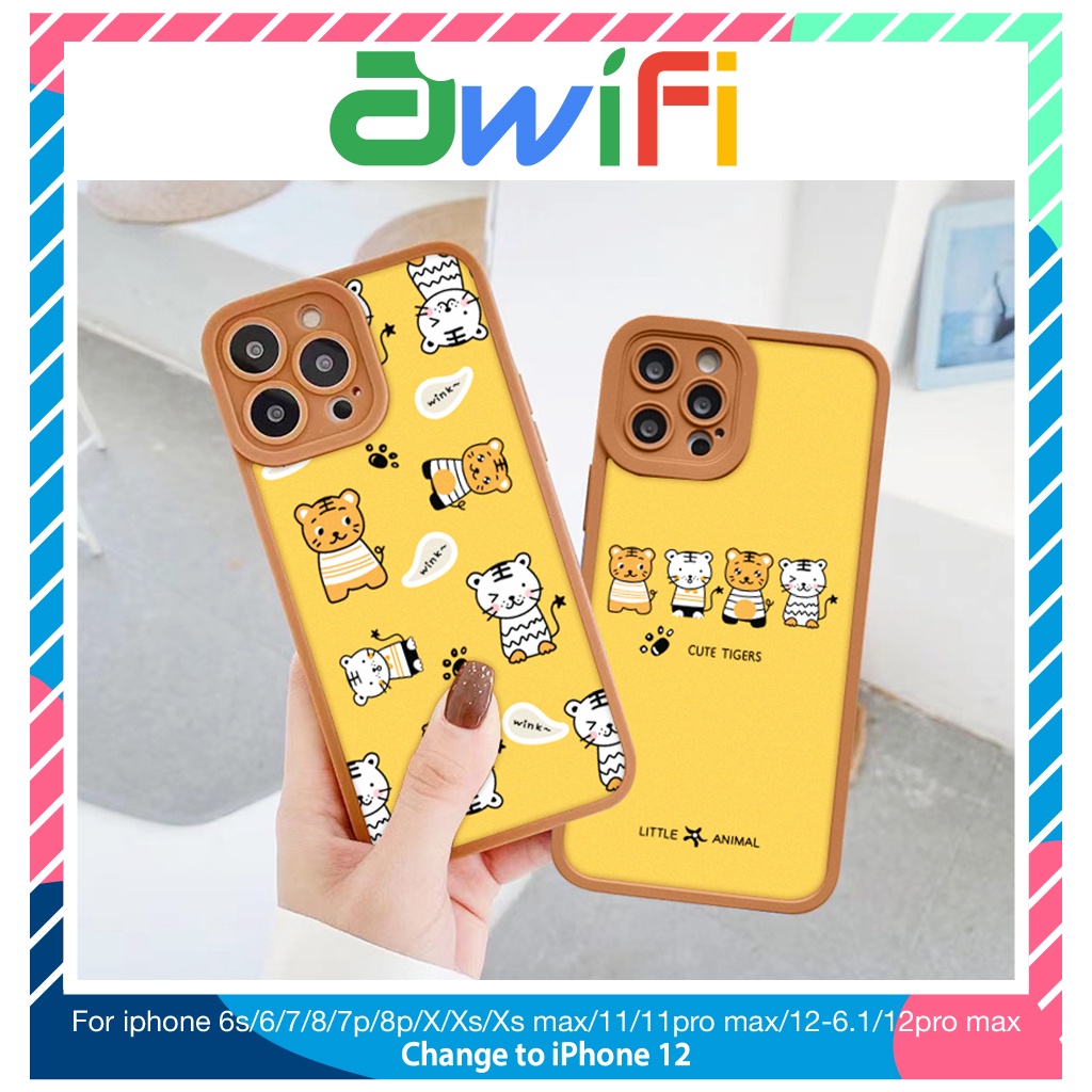 Ốp lưng iphone cạnh vuông lỗ camera cute tiger 6s/6splus/7/7plus/8/8plus/x/xs/11/12/13/pro/max/plus/promax-Sale Sốc U1-7