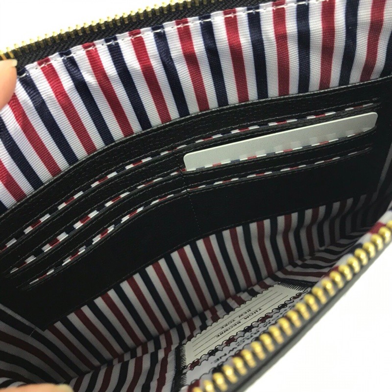 Clutch cầm tay nam nữ màu trơn da thật cao cấp Thom Browne