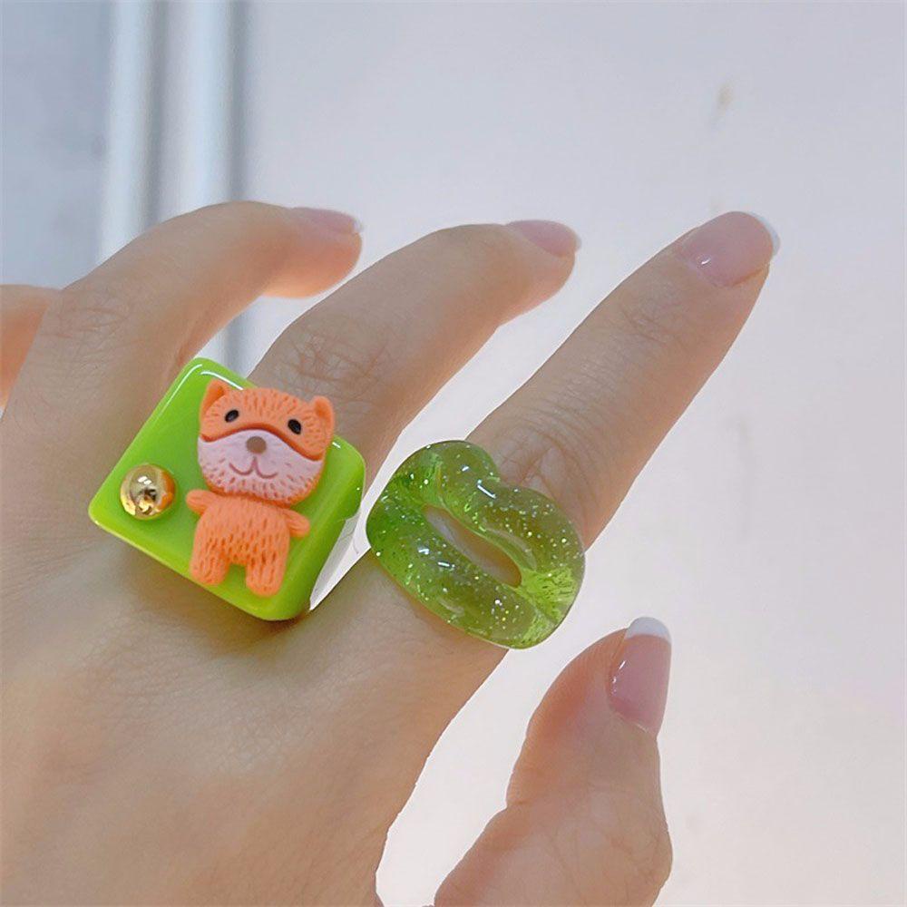Nhẫn Resin Phong Cách Mới Năm 2021|Chuỗi Hạt Kim Loại Nhiều Màu Sắc|Phụ Kiện Thời Trang Dễ Thương Bắt Mắt