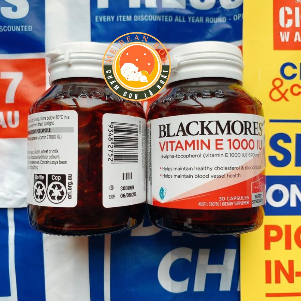 Viên Uống Vitamin E 1000IU Blackmores Natural 30 viên của Úc Giúp Đẹp Da, Cân Bằng Nội Tiết, Chống Lão Hóa Da cho Phụ Nữ