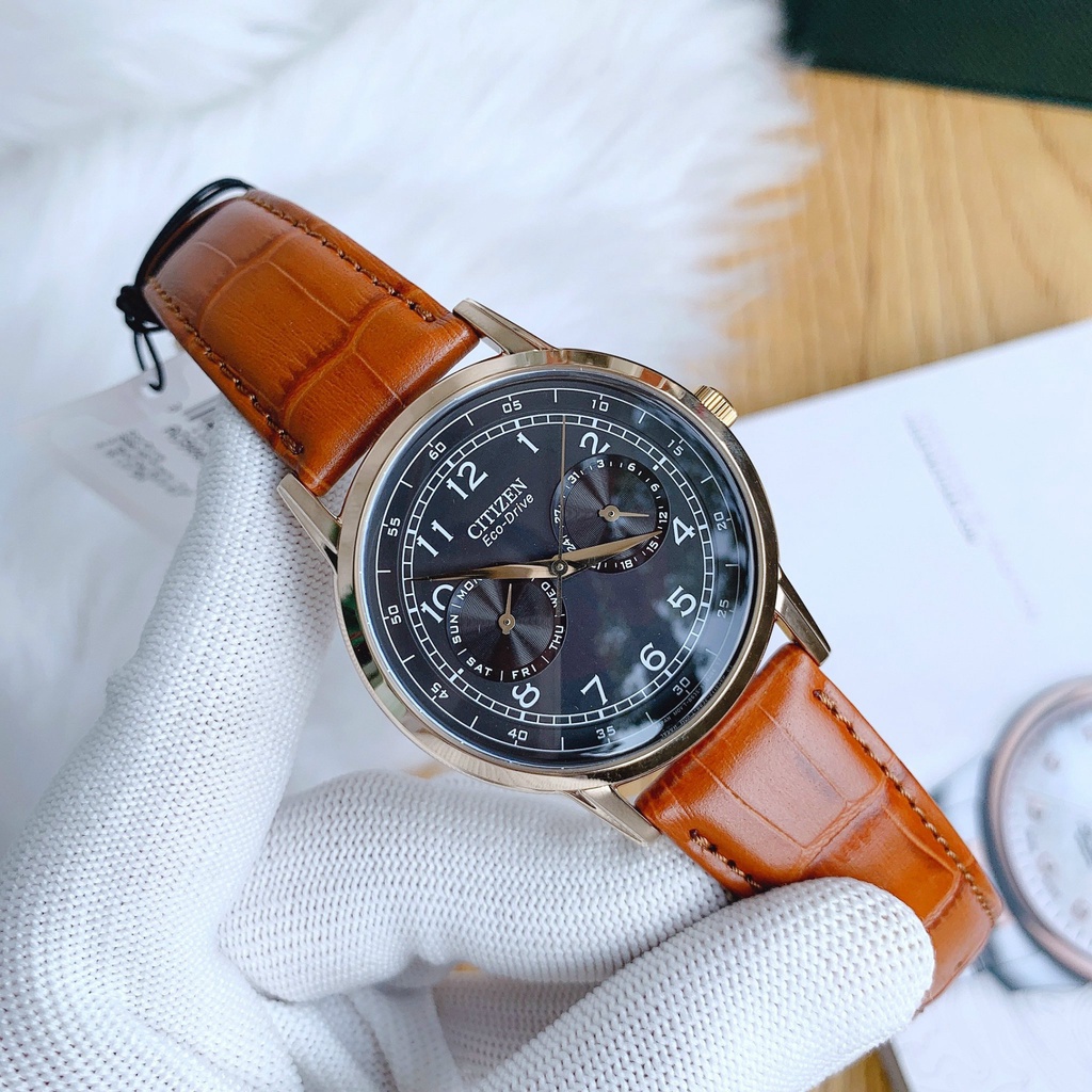 Đồng hồ nam chính hãng Citizen AO9003-08E - Máy Quartz pin năng lượng ánh sáng - Kính cứng - dây da 