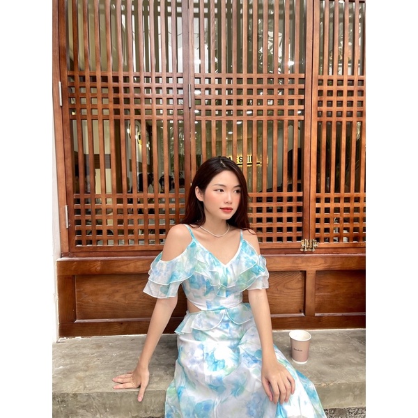 Đầm tơ hoa BLUE