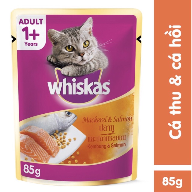 6 gói Pate cho mèo Whiskas 85g mix đủ vị