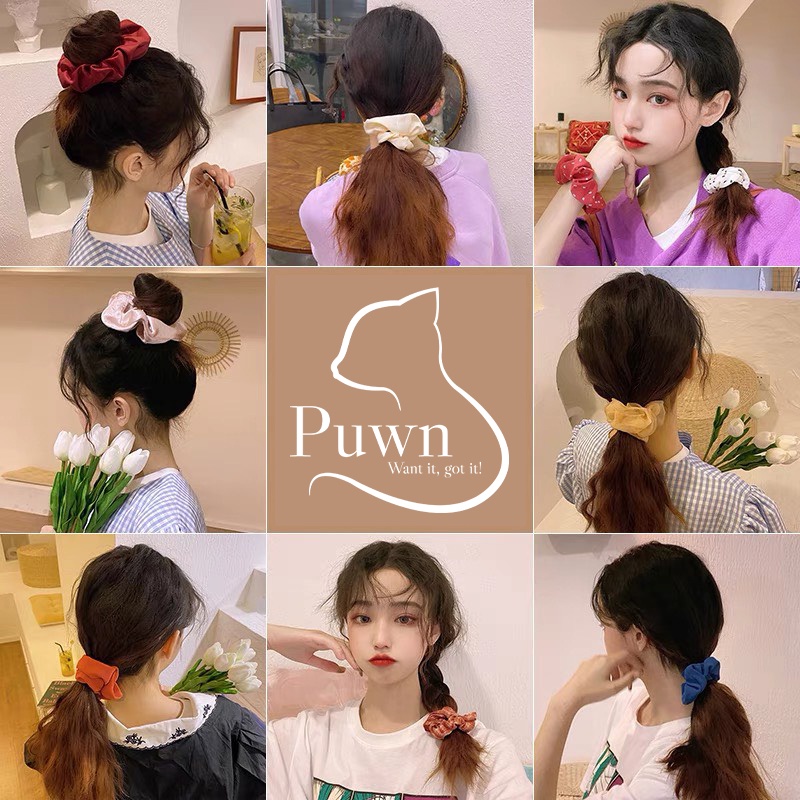 Dây buộc tóc Scrunchies lụa Handmade mềm mại xinh xắn Puwn Shop