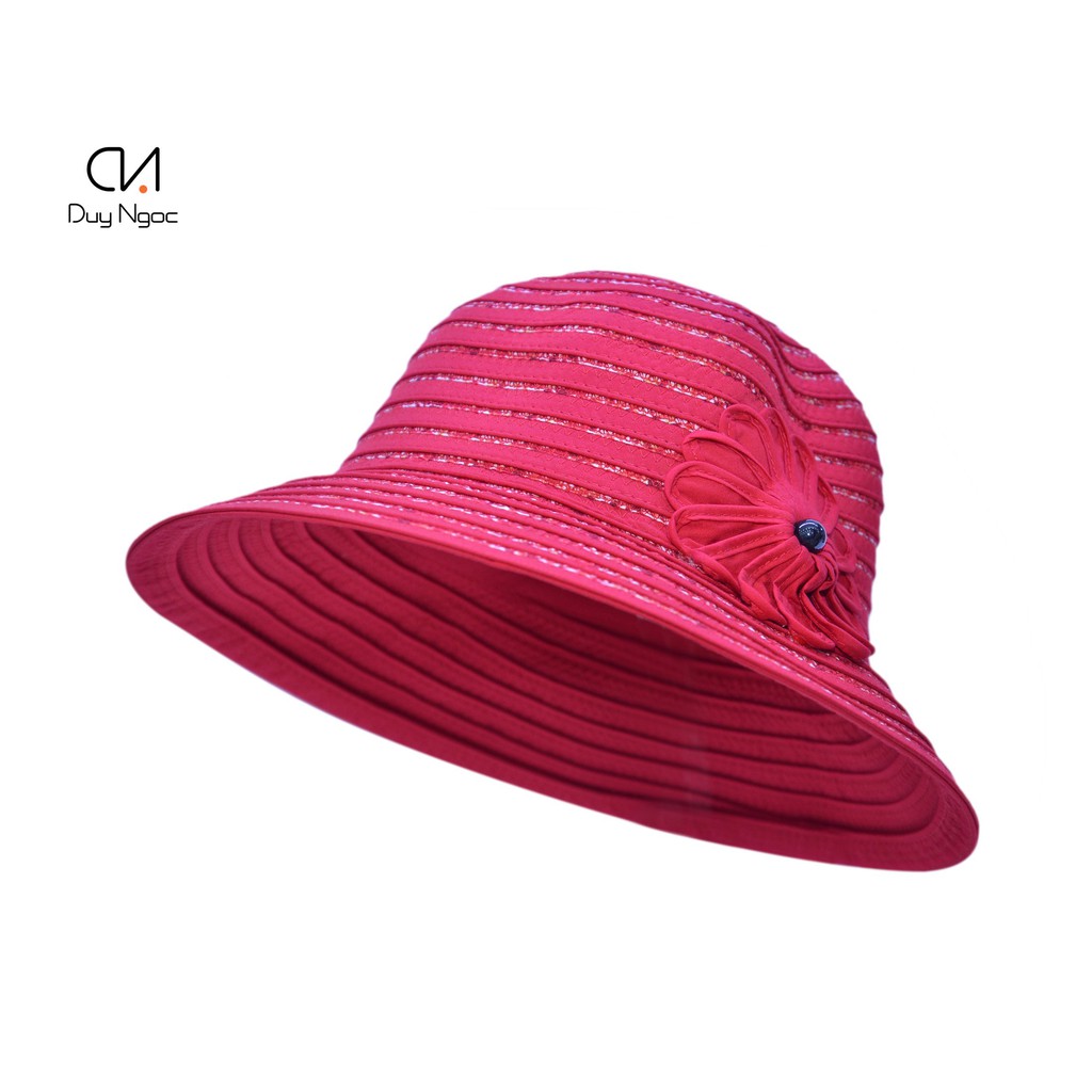 Nón vành rộng nữ Zigzag phối dây hoa Cao Cấp Duy Ngọc. (0231)