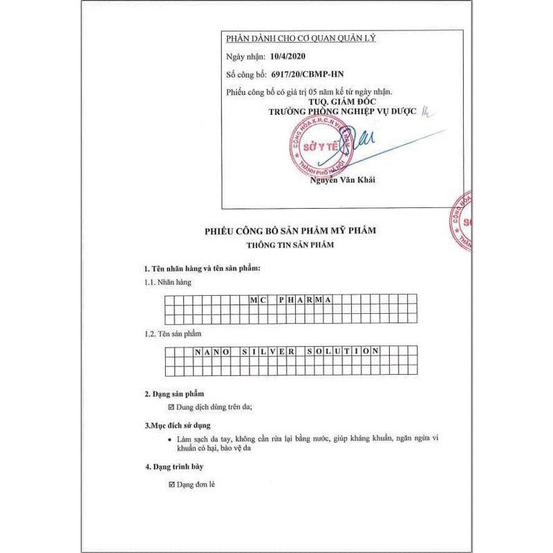 Dung dịch dùng cho máy phun khói Nano Bạc khử mùi khử khuẩn cho xe ô tô, nhà cửa, văn phòng MC Pharma