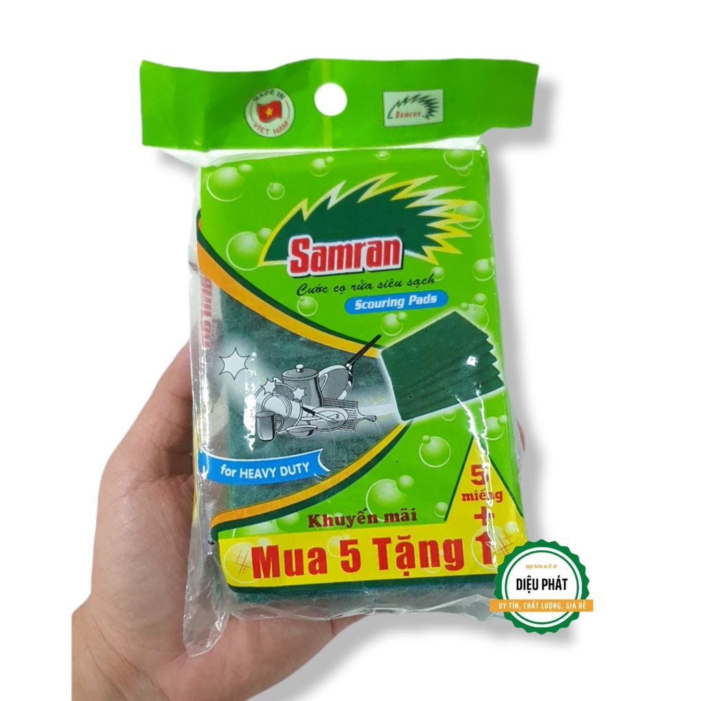 ⚡️ Bộ 5 Miếng Cước Rửa Chén Bát Samran Siêu Sạch + Tặng 1 Miếng