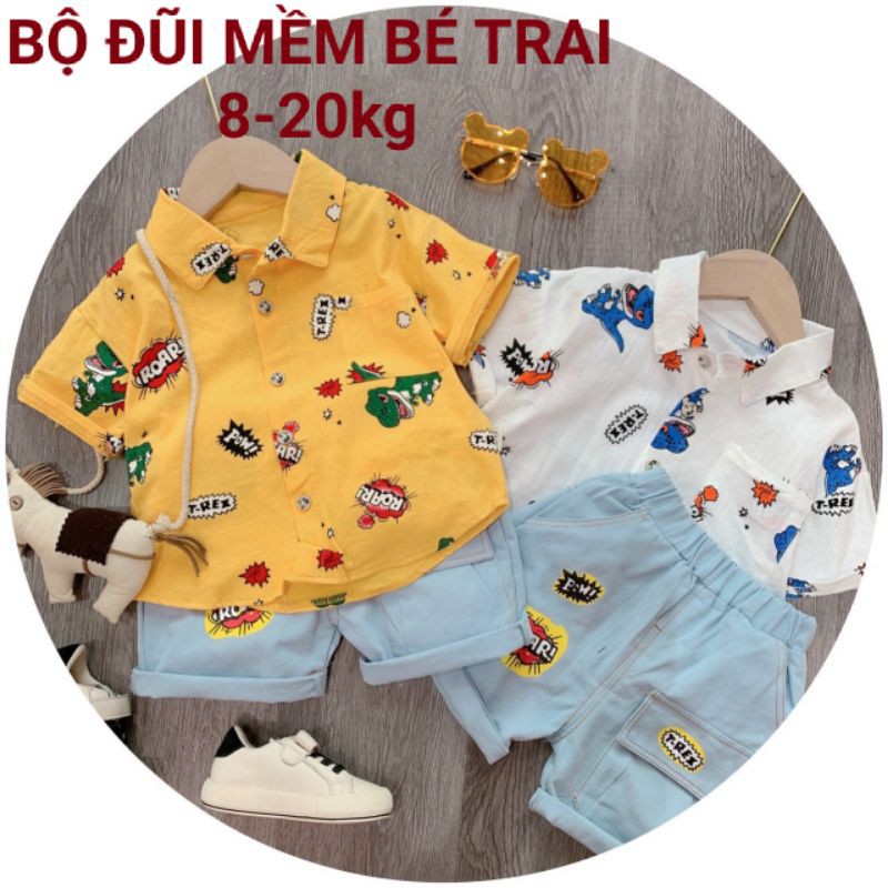 BỘ ĐŨI MỀM BÉ TRAI HAIVANCO HÌNH KHỦNG LONG cho bé từ 8 đến 20 kg MỀM MẠI VÀ THOÁNG MÁT BÉ ĐI HỌC ĐI CHƠI ĐỀU ĐẸP
