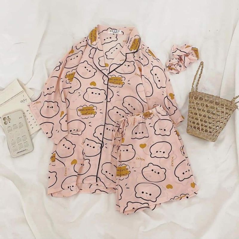 Đồ ngủ PIJAMA nữ 🔹️ẢNH THẬT CUỐI🔸️ Đồ bộ mặc nhà siêu đáng yêu - Chất lụa không bóng cực mịn, hoạ tiết xinh xắn | BigBuy360 - bigbuy360.vn