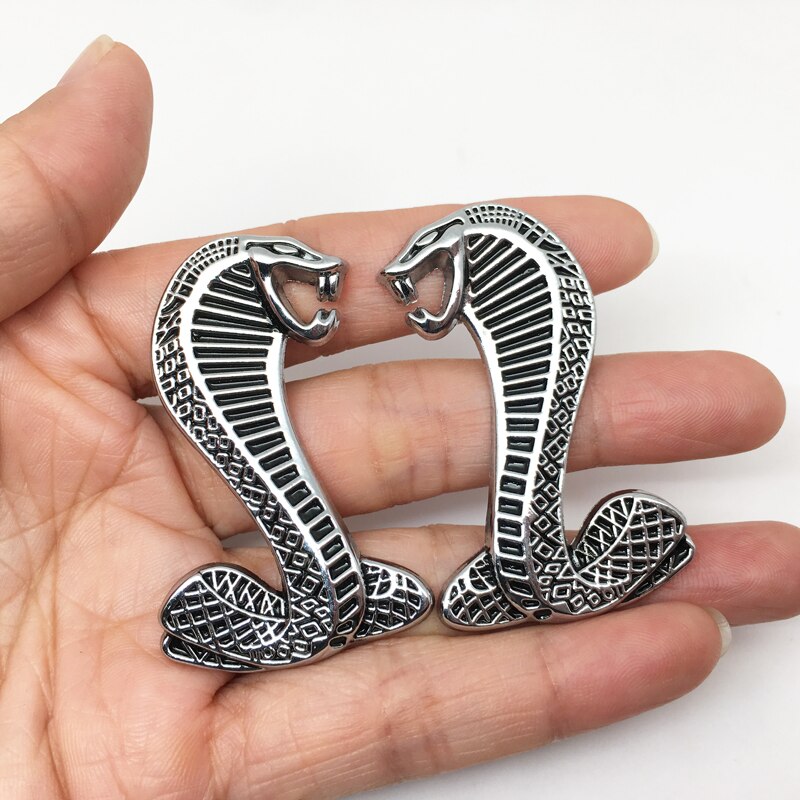 2 Cái / bộ ✷ ❈ kim loại Cobra Snake logo Xe Dán Phía Sau Thân Xe Biểu Tượng Lưới Tản Nhiệt Huy Hiệu Cho Mustang GT500 SVT Shelby Kiểu Dáng Xe