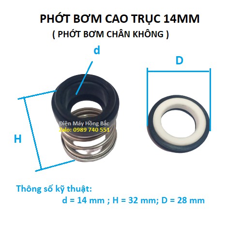 Phớt bơm 14 mm cao - phớt bơm lò xo trục 14mm