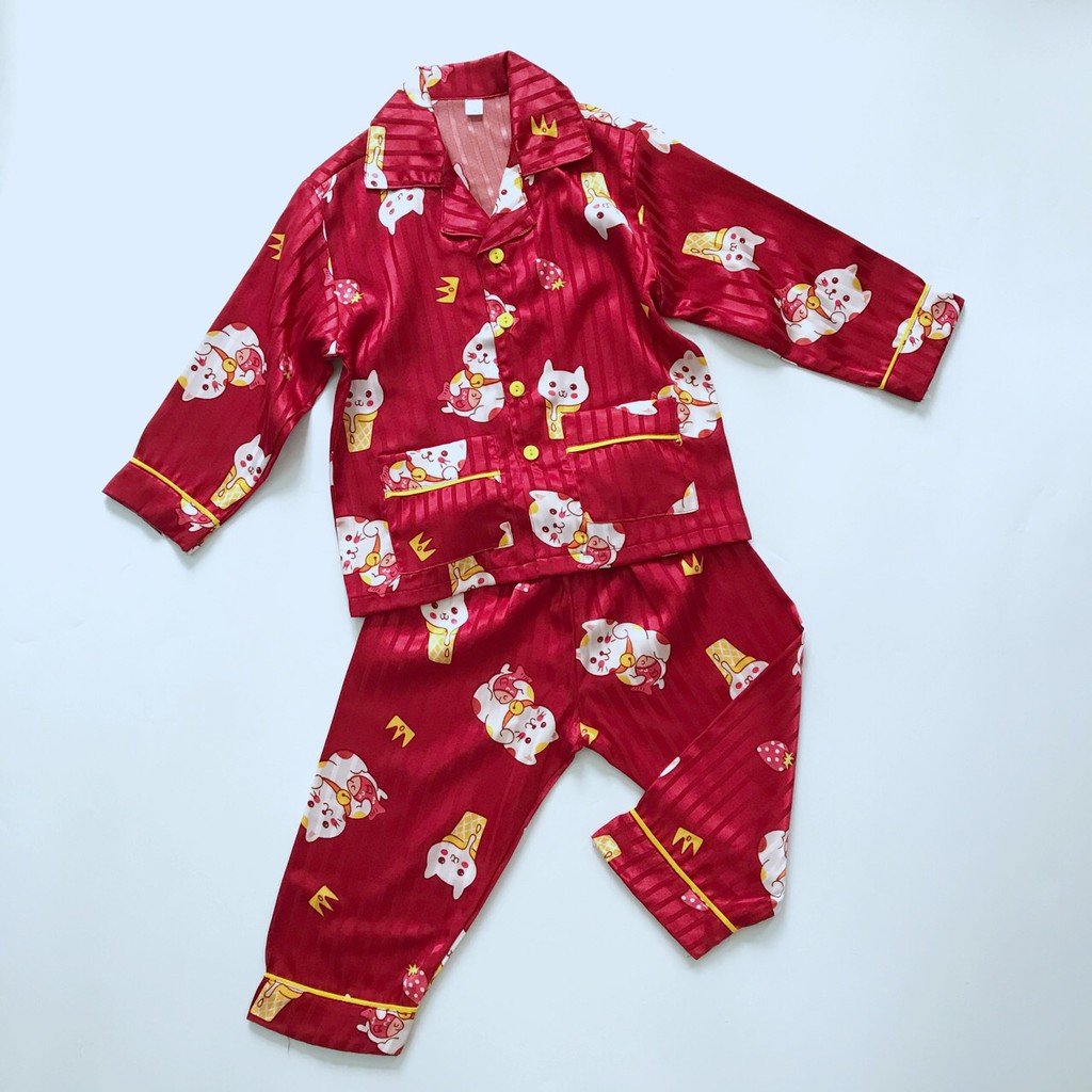 Bộ ngủ Pijama dài cho bé vải Gấm lụa mềm đẹp thoáng mát size 10-45kg nhiều mẫu