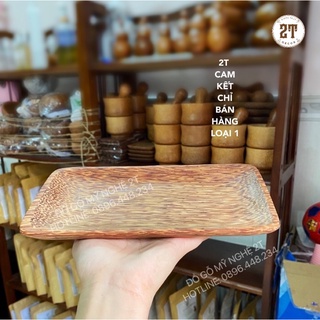 Dĩa gỗ dừa nguyên khối hình chữ nhật loại 1 hàng xuất khẩu dùng trang trí bàn ăn , đựng trái cây , decor