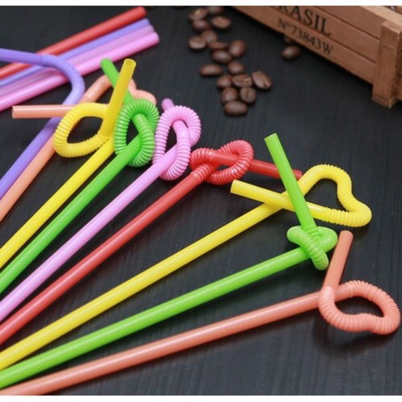 Gói 50 ống hút nghệ thuật sắc màu - ống hút xoắn