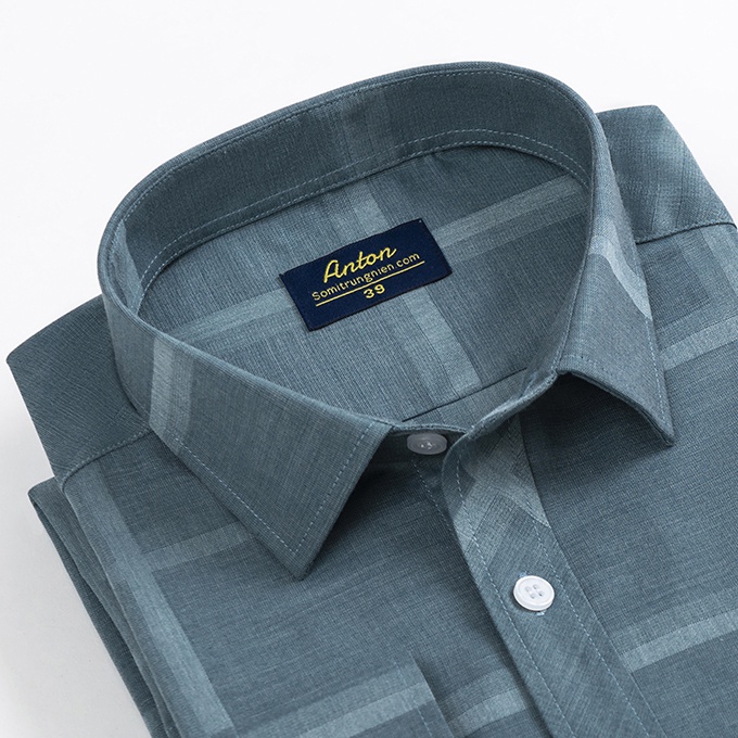 [HÀNG VIỆT NAM] Áo Sơ Mi Nam Thương Hiệu Anton Dài Tay Công Sở Trung Niên Vải Sợi Tre Họa Tiết Kẻ Caro Xanh Lục- YAC130 | BigBuy360 - bigbuy360.vn
