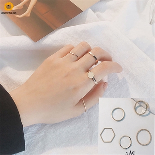 Set 5 nhẫn đeo khớp ngón tay kim loại thời trang cho nữ