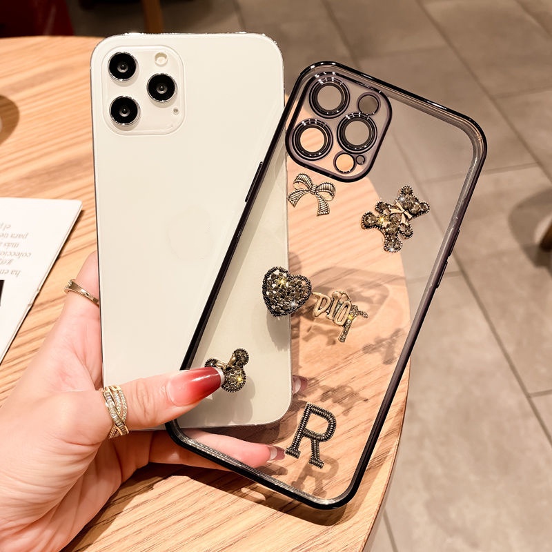 Apple Ốp Điện Thoại Mềm Trong Suốt Đính Đá Lấp Lánh Cho iphone xs xr max x 8 7 14 15 plus iphone 11 12 13 14 15 pro max 7p 8p 8g