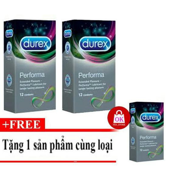 Bộ 2 hộp bao cao su KÉO DÀI THỜI GIAN QUAN HỆ, Bcs Durex Performa Hàng Cao Cấp - Size 52 (Tặng thêm 1 hộp cùng loại)