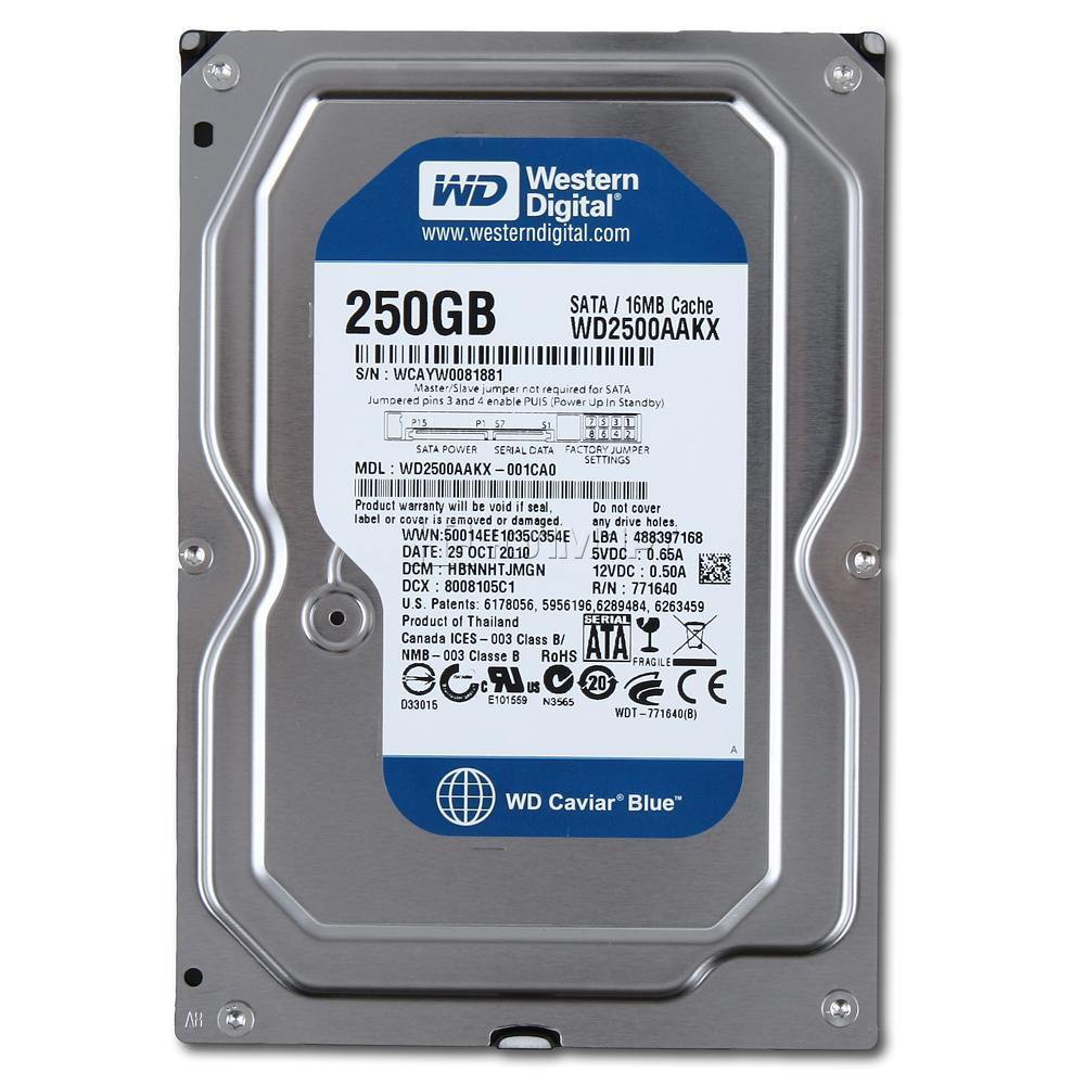 Ổ Cứng Gắn Trong (HDD) Western Digital 250GB - Nhập Khẩu Nhật Bản Hàn Quốc - Bảo Hành 12/6/1 Tháng 1 Đổi 1