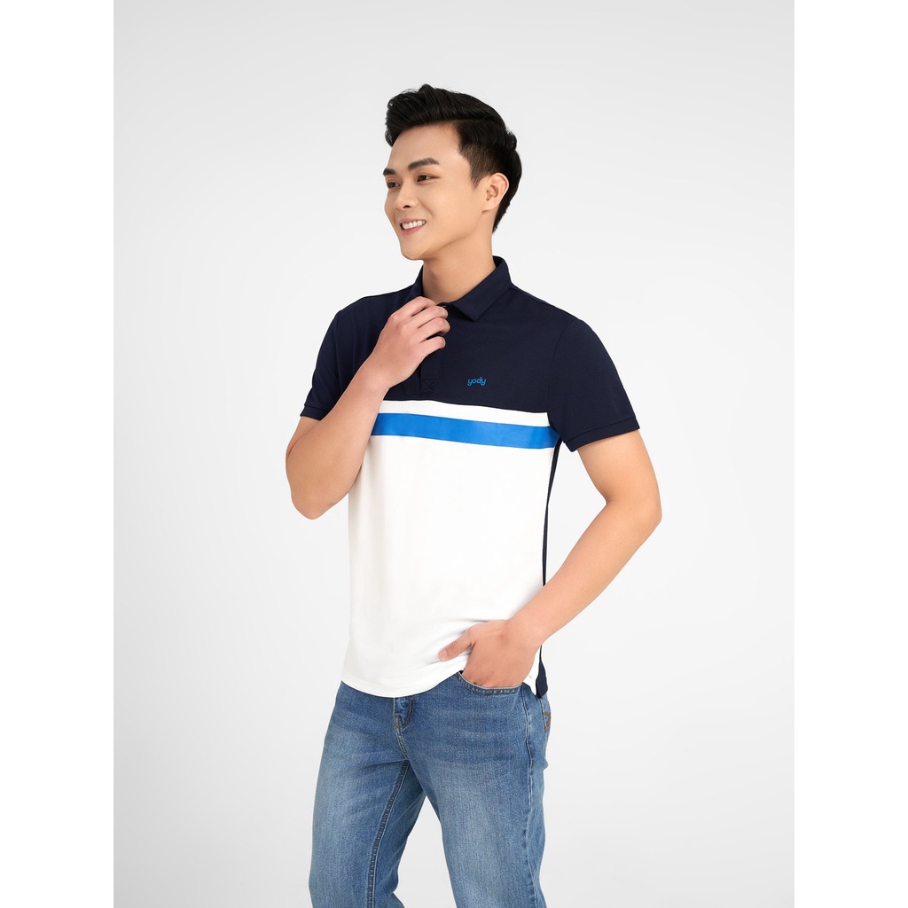 Áo Polo Nam YODY Cafe SlimFit Phối Màu  Phối Nẹp Chất Thun Cotton Ngắn Tay Có Cổ APM5369