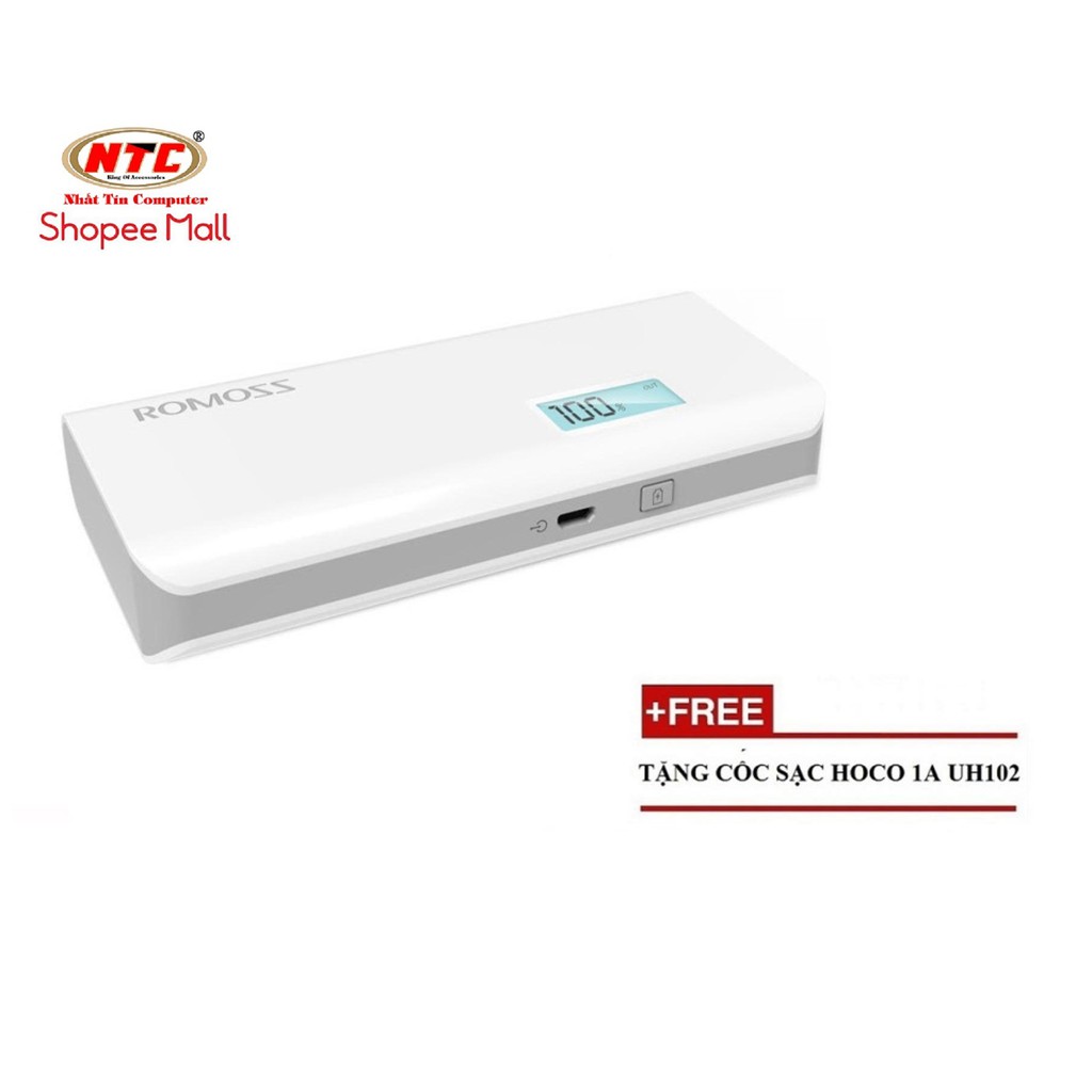 Pin sạc dự phòng Romoss Sense 4 Plus 10400mAh (Trắng) + tặng kèm cốc sạc Hoco UH102