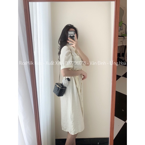 Váy sơ mi dáng xuông kèm đai xuất dư xịn cho nữ