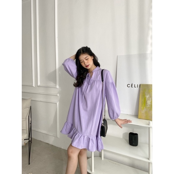 YU CHERRY | Đầm nữ baby cổ tròn, cột dây thắt nơ dễ thương, Tie Babydoll Dress YD149