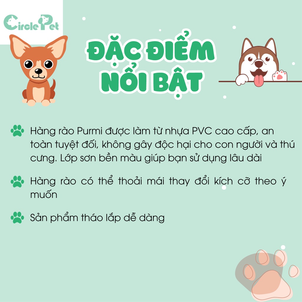 Hàng Rào Phép Thuật Purmi Chất Liệu Nhựa Cao Cấp Bền Đẹp 12 Tấm 3 Màu - Circle Pet