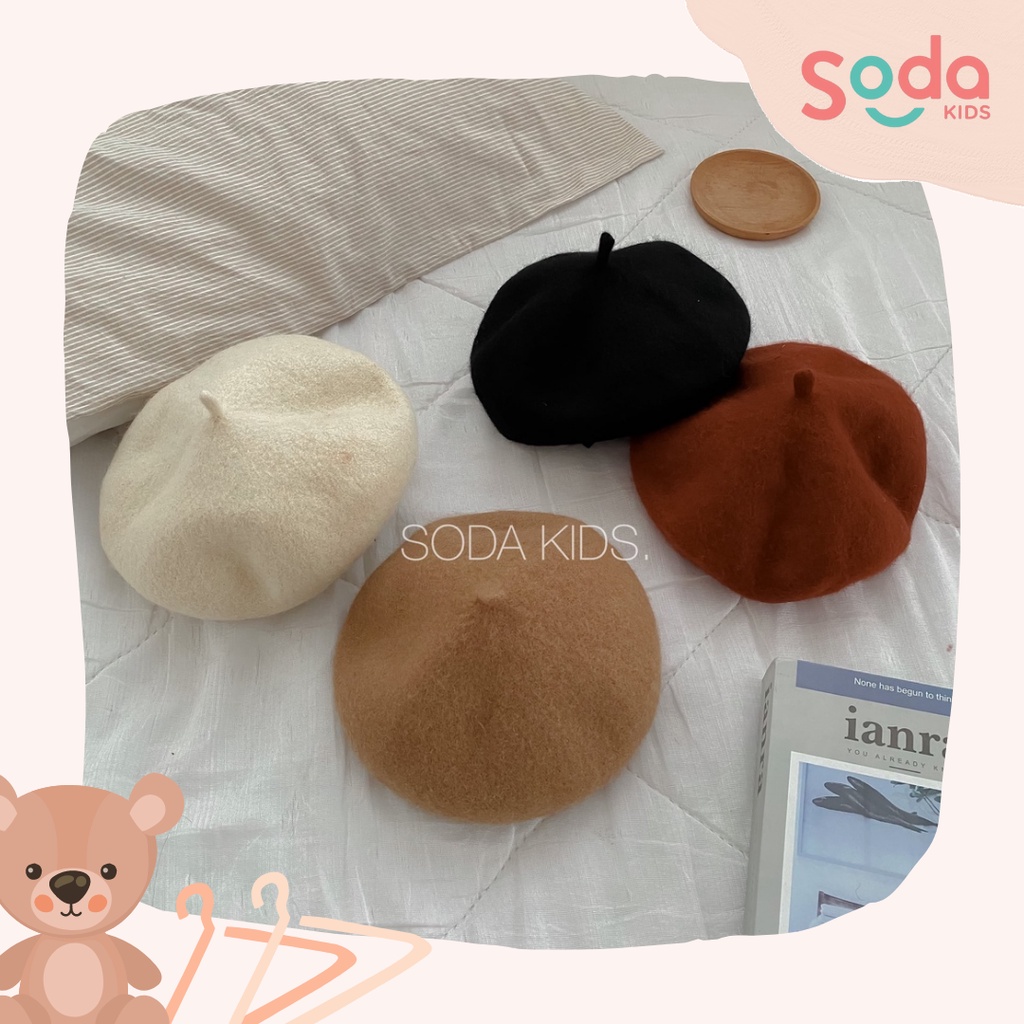 Mũ nồi cho bé dạ trơn 4 màu (Ảnh thật)