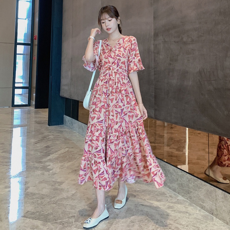 Đầm NRVP tay ngắn thời trang phong cách Pháp thanh lịch cho nữ