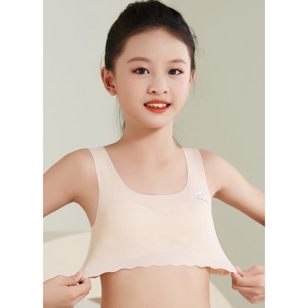 Áo lót học sinh dễ thở cho bé gái mới lớn dậy thì chui đầu không đường may