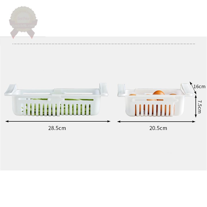 Khay đựng thức ăn cài gắn tủ lạnh kéo dài thu gọn tiết kiệm không gian