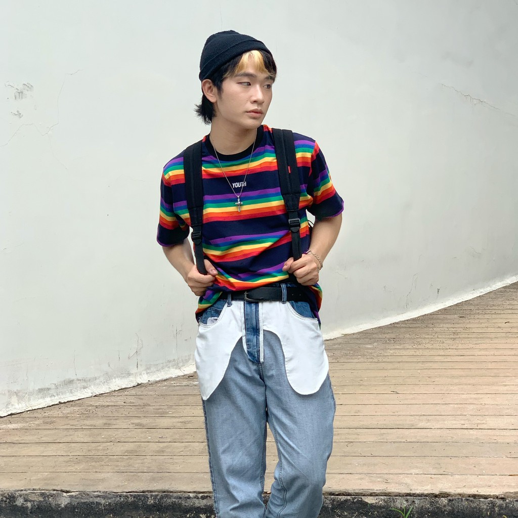 Usthebasic - Áo thun tay lỡ Youth Rainbow Tee