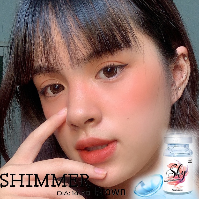 Kính áp tròng Sky Lens -Shimmer Brown 0-6 Độ-Made in Korea Chính Hãng Dia14.00