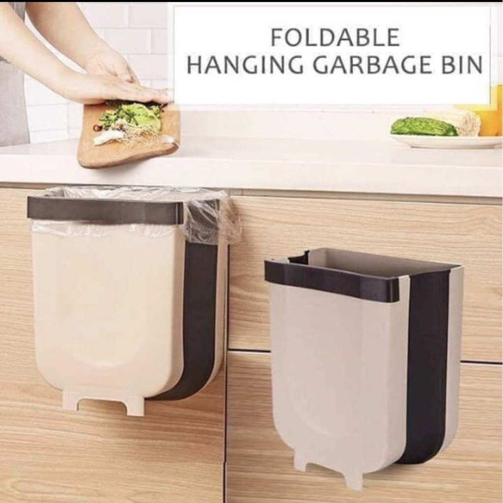 Thùng Rác Gấp Gọn Thông Minh Cao Cấp, Thùng Rác Gài Cánh Tủ Có thanh Gạt Tiện Lợi