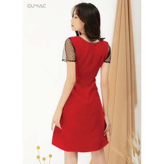 Đầm suông phối đăng ten GUMAC MS09953_DO