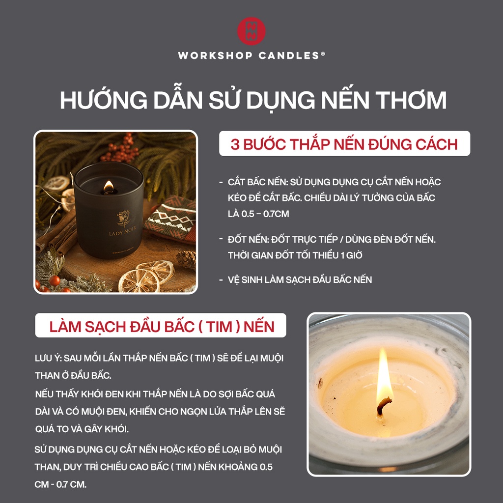 Nến thơm cao cấp Oud Wood Workshop Candles H&amp;H Home 7.4oz (210gr)