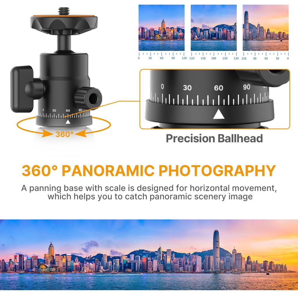 VIJIM LS03 - Chân Đế Kẹp Cạnh Bàn Xoay 360° Dành Cho Điện Thoại / Đèn LED / Máy Ảnh | Hàng Chính Hãng