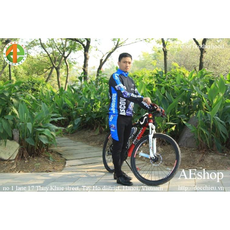 Bộ quần đi xe đạp dài tay thu đông thoáng khí đàn hồi cao Discovery