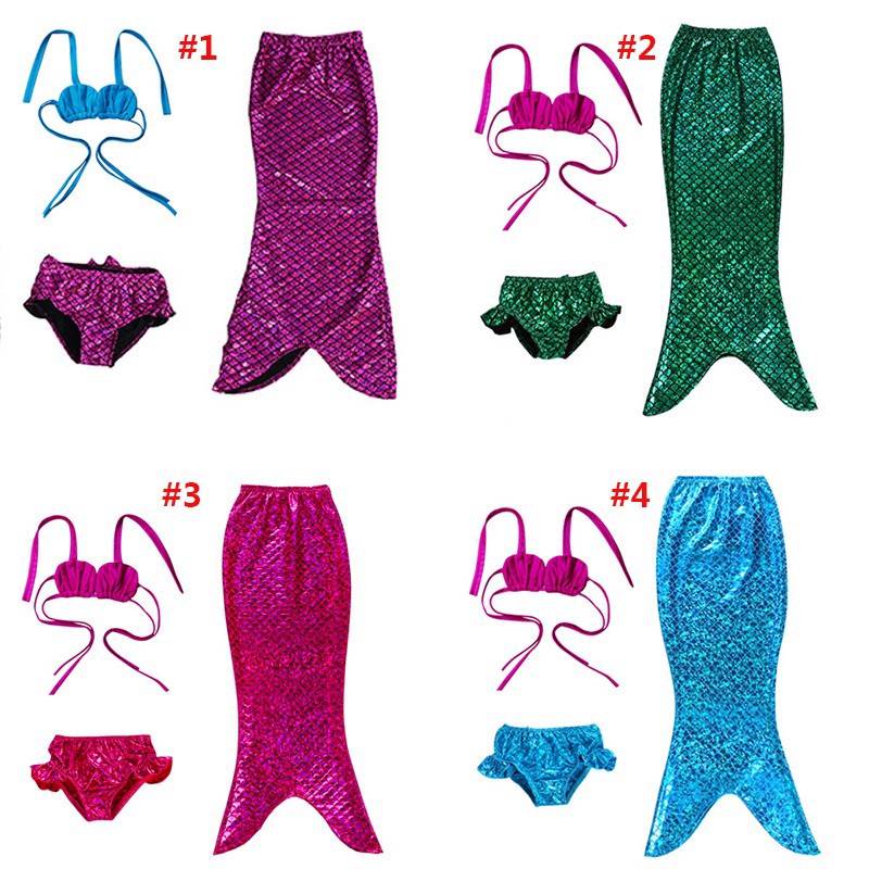 Bộ đồ bơi 3 mảnh thiết kế hình đuôi người cá thú vị dành cho bé gái