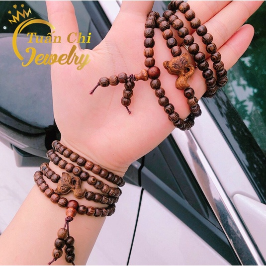 𝑮𝑰𝑨̉𝑴 𝑺𝑶̂́𝑪 Vòng Tay Trầm Hương, Chuỗi Tràng Hạt 108 Hạt Và Hồ Ly Phong Thủy Tình Duyên May Mắn, 1 Vòng Tặng 1 Hộp