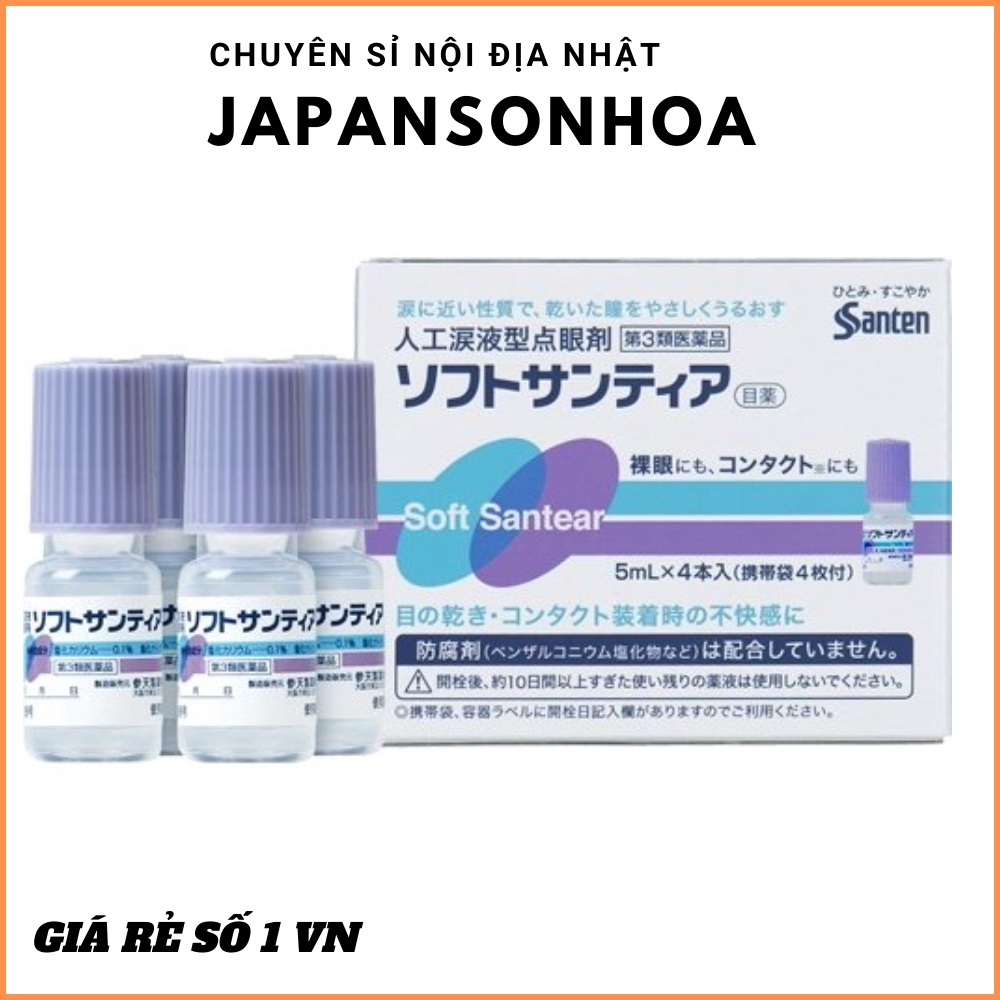 Nước nhỏ mắt Soft Santear nhân tạo set 4 lọ x 5ml - chuyên sỉ hàng nội địa Nhật