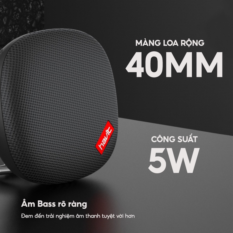 【Giao Hỏa Tốc】Loa Bluetooth Mini HAVIT M65 Thiết Kế Nhỏ Gọn, Kháng Nước Chuẩn IPX7, Nghe Đến 15H - Chính Hãng BH 12T