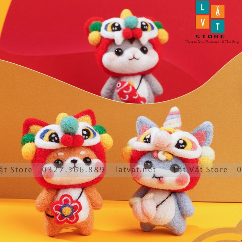 [NEW] Bộ len chọc linh vật 12 con giáp cung hoàng đạo theo tuổi, quà tặng may mắn, DIY needle felting, có hướng dẫn