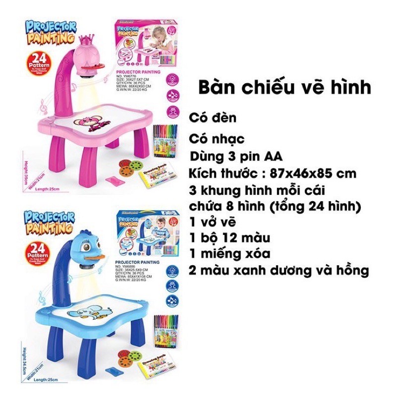 Bàn vẽ có đèn chiếu sáng thông minh cho bé, đèn vẽ tranh cho bé có đèn Doli Kids