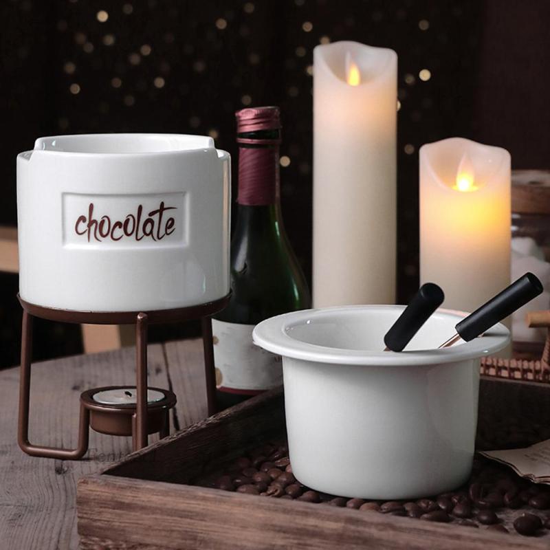 1 [Fenteer] Set 6 Nồi Nấu Tan Chảy Socola Bằng Sứ Màu Trắng Dùng Cho Tiệc Tại Nhà DIY