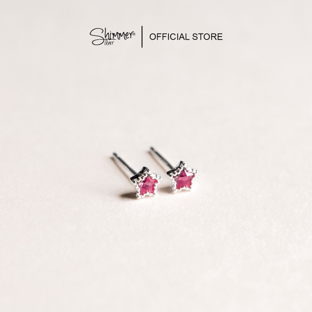 Bông Tai, Hoa Tai Nữ Bạc 925 Cao Cấp SHIMMER SILVER MINI COLORFUL STARS Thiết Kế Ngôi Sao Đính Đá Lấp Lánh