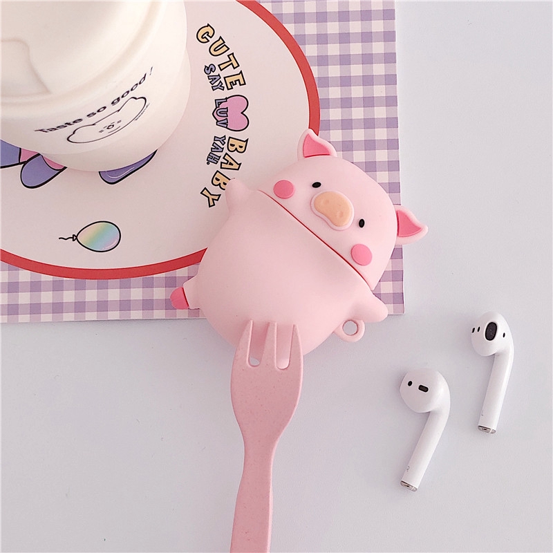 Vỏ bảo vệ bao đựng tai nghe ✔️ case airpod 1 2 Pro ✔️ Lợn hồng