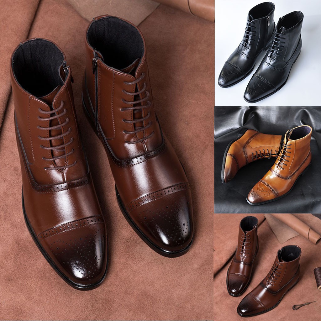 Giày Bốt Cổ Cao Phối Dây Cho Nam