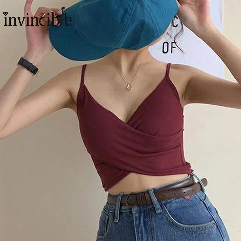 Áo Hai Dây Cổ Chữ V Dáng Ôm Vải Cotton Mỏng Thời Trang Mùa Hè Xinh Xắn Cho Nữ